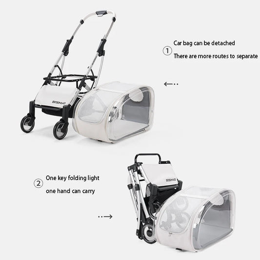 🛻CARRITO PLEGABLE CON ESTILO - Para paseos seguros y cómodos con tu peludo copiloto.