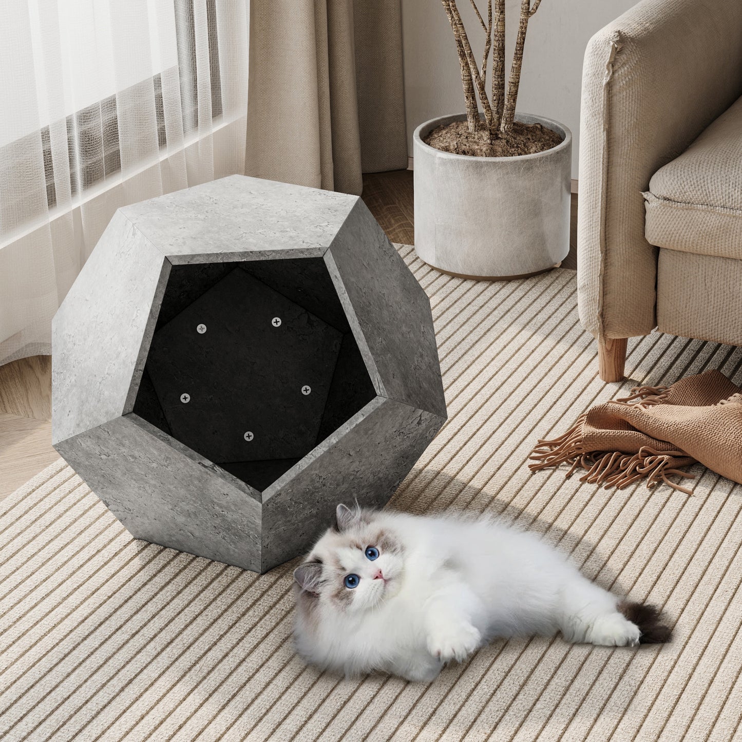 😺 MUEBLE CASITA CON ESTILO PARA PELUDOS - Bonito mueble moderno multifuncional para tu salon.–