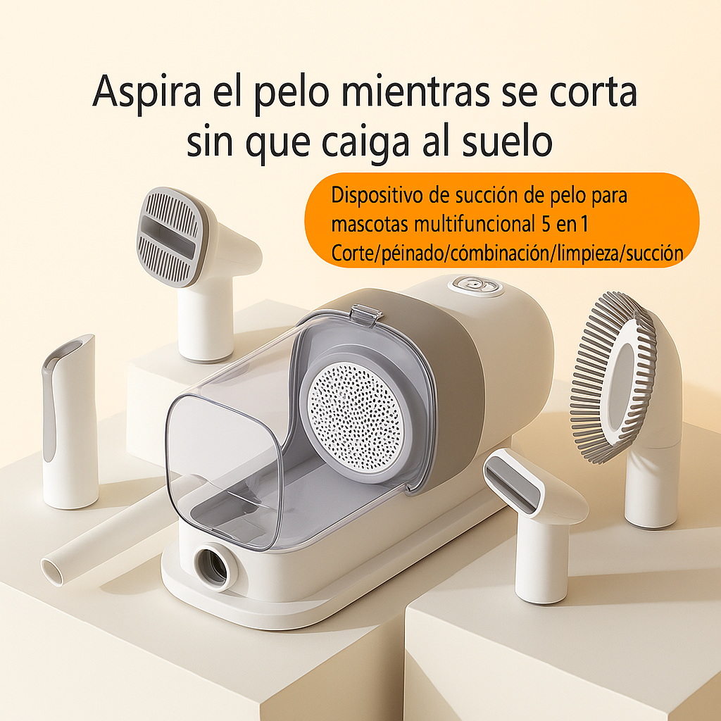 ✂️ Kit de aspiradora y cortapelos eléctrico para mascotas con bajo ruido - Corte limpio, sin miedo ni pelos por toda la casa. 🐶🐾