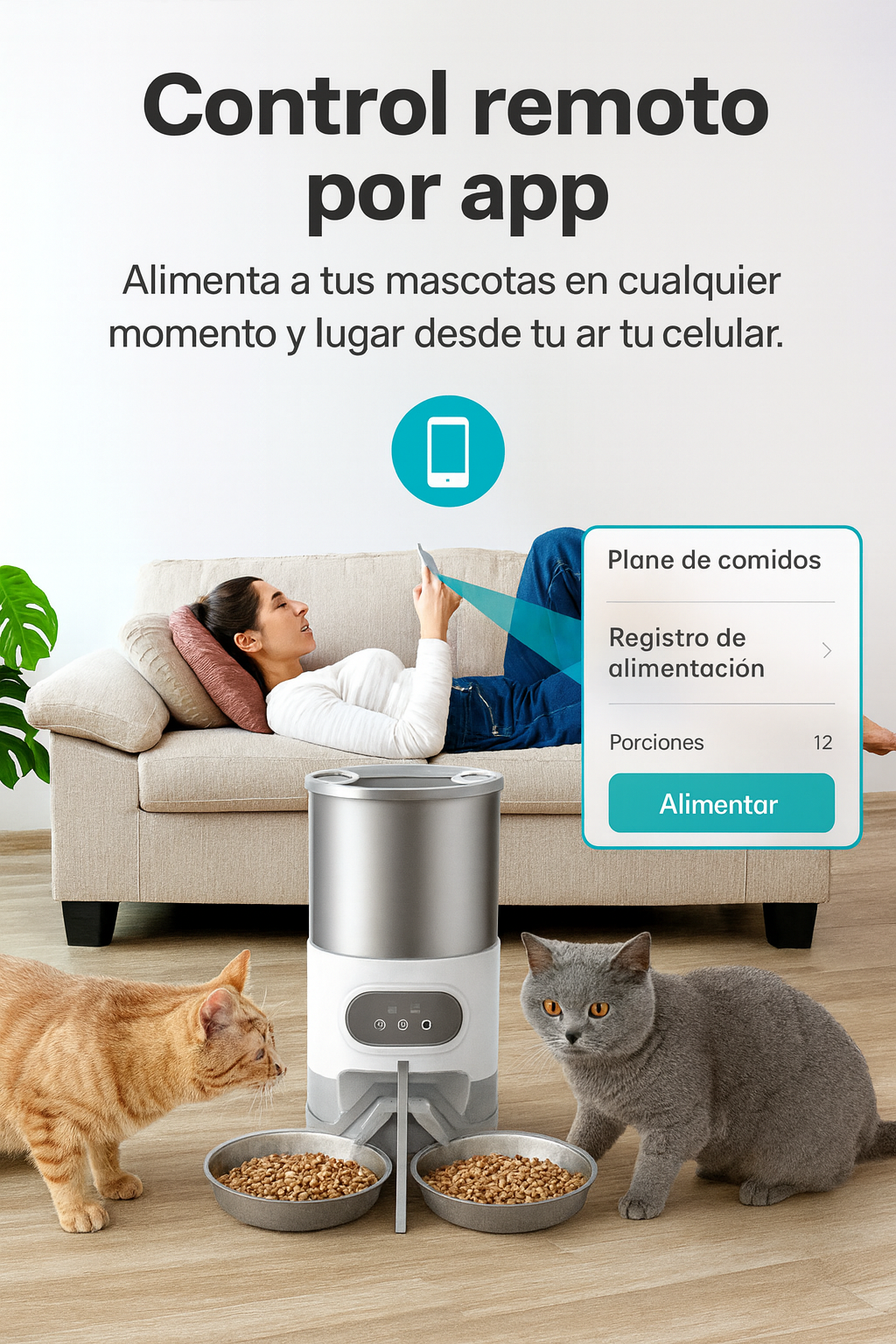 🍽️ COMEDERO INTELIGENTE CON APP - Comida a tiempo y bajo control desde tu celular.