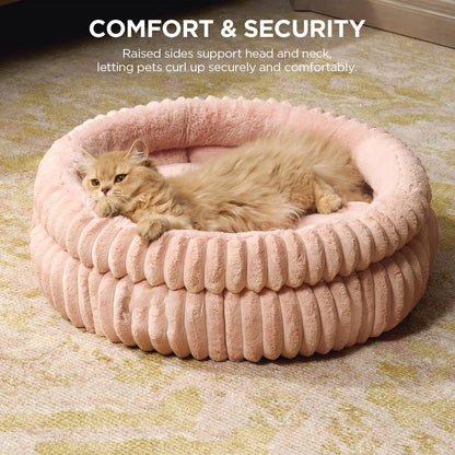 High-Quality Rabbit Fur Round Pet Bed for Dogs and Cats, Warm and Thick Small Dog Mat and Cat Sofa